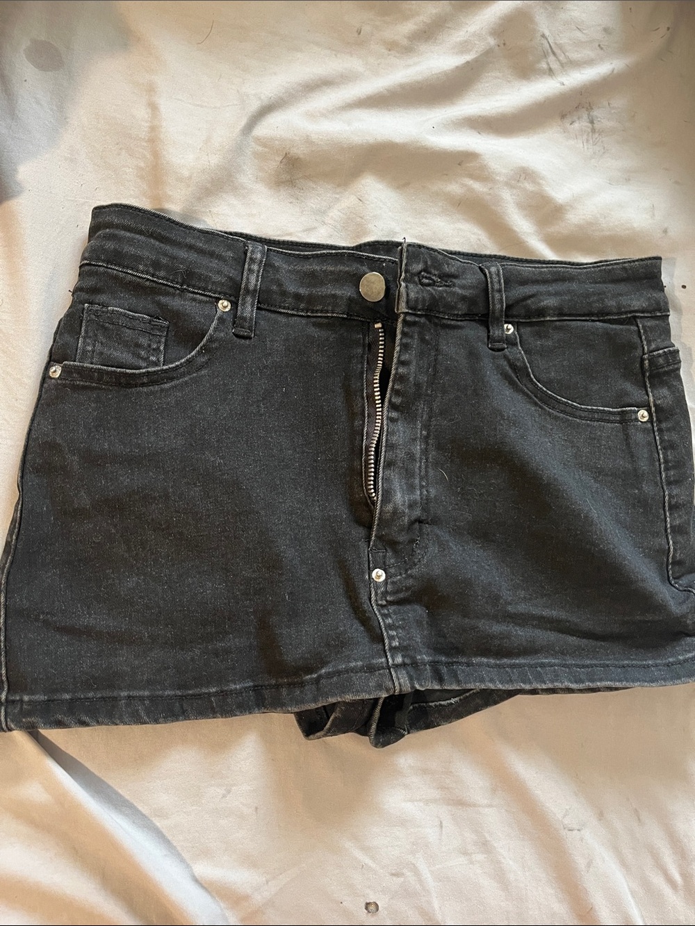 Black Denim High-Rise Women's Skorts